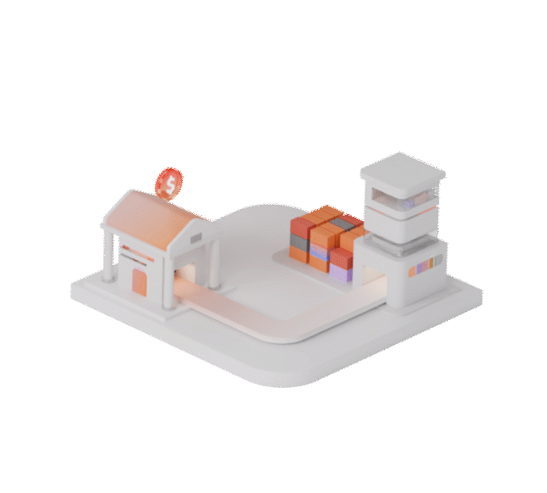 一个银行和一个白色背景下的集装箱码头